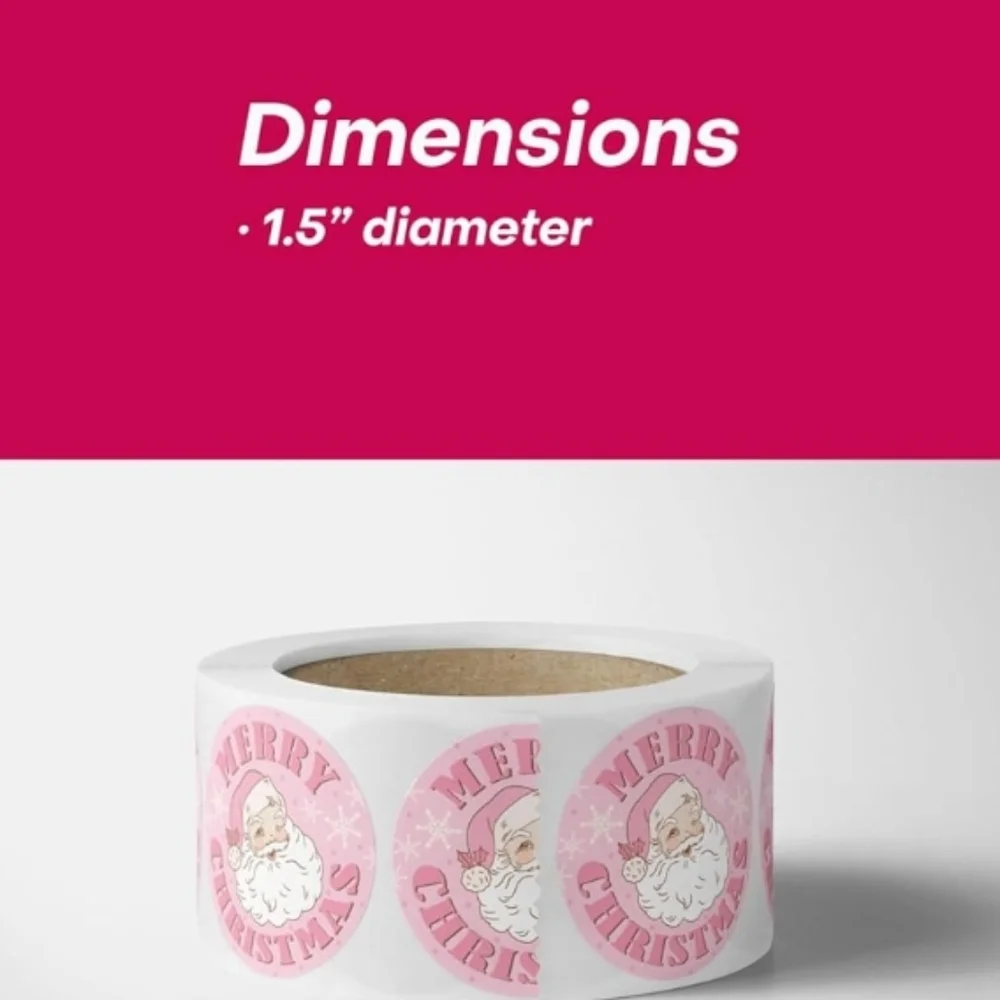 Pink Santa Merry Christmas Stickers